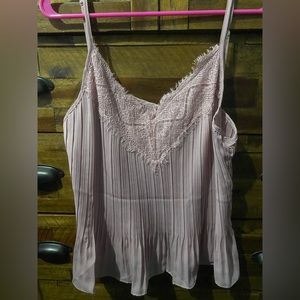 SHEIN lace detail plisse cami top